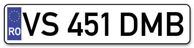 Placuta inmatriculare numar auto  VS-451-DMB, VS 451 DMB, VS451DMB