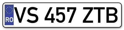 Placuta inmatriculare numar auto  VS-457-ZTB, VS 457 ZTB, VS457ZTB
