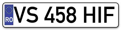 Placuta inmatriculare numar auto  VS-458-HIF, VS 458 HIF, VS458HIF