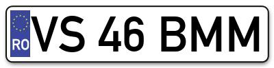 Placuta inmatriculare numar auto  VS-46-BMM, VS 46 BMM, VS46BMM