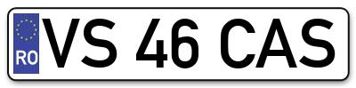 Placuta inmatriculare numar auto  VS-46-CAS, VS 46 CAS, VS46CAS