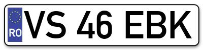 Placuta inmatriculare numar auto  VS-46-EBK, VS 46 EBK, VS46EBK