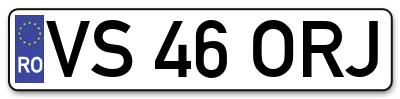 Placuta inmatriculare numar auto  VS-46-ORJ, VS 46 ORJ, VS46ORJ