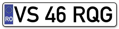 Placuta inmatriculare numar auto  VS-46-RQG, VS 46 RQG, VS46RQG