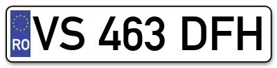 Placuta inmatriculare numar auto  VS-463-DFH, VS 463 DFH, VS463DFH