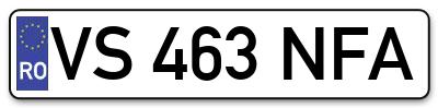 Placuta inmatriculare numar auto  VS-463-NFA, VS 463 NFA, VS463NFA