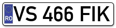 Placuta inmatriculare numar auto  VS-466-FIK, VS 466 FIK, VS466FIK