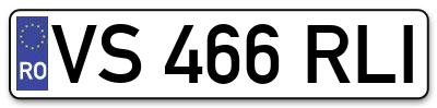 Placuta inmatriculare numar auto  VS-466-RLI, VS 466 RLI, VS466RLI