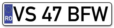 Placuta inmatriculare numar auto  VS-47-BFW, VS 47 BFW, VS47BFW