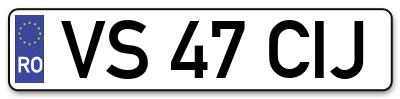 Placuta inmatriculare numar auto  VS-47-CIJ, VS 47 CIJ, VS47CIJ
