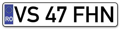 Placuta inmatriculare numar auto  VS-47-FHN, VS 47 FHN, VS47FHN