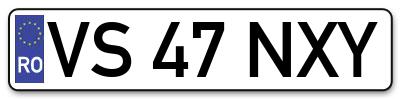 Placuta inmatriculare numar auto  VS-47-NXY, VS 47 NXY, VS47NXY
