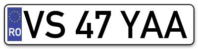 Placuta inmatriculare numar auto  VS-47-YAA, VS 47 YAA, VS47YAA