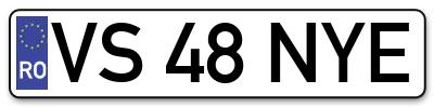 Placuta inmatriculare numar auto  VS-48-NYE, VS 48 NYE, VS48NYE