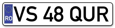 Placuta inmatriculare numar auto  VS-48-QUR, VS 48 QUR, VS48QUR