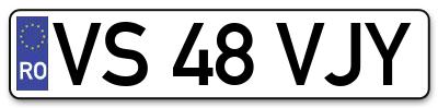 Placuta inmatriculare numar auto  VS-48-VJY, VS 48 VJY, VS48VJY
