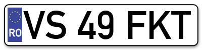Placuta inmatriculare numar auto  VS-49-FKT, VS 49 FKT, VS49FKT