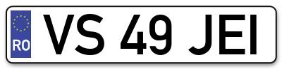 Placuta inmatriculare numar auto  VS-49-JEI, VS 49 JEI, VS49JEI