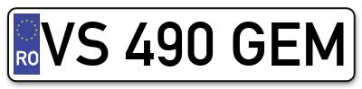 Placuta inmatriculare numar auto  VS-490-GEM, VS 490 GEM, VS490GEM