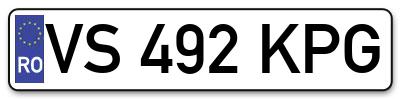 Placuta inmatriculare numar auto  VS-492-KPG, VS 492 KPG, VS492KPG