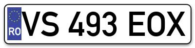 Placuta inmatriculare numar auto  VS-493-EOX, VS 493 EOX, VS493EOX