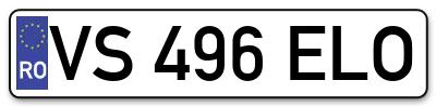Placuta inmatriculare numar auto  VS-496-ELO, VS 496 ELO, VS496ELO