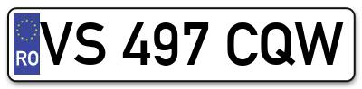 Placuta inmatriculare numar auto  VS-497-CQW, VS 497 CQW, VS497CQW