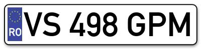 Placuta inmatriculare numar auto  VS-498-GPM, VS 498 GPM, VS498GPM