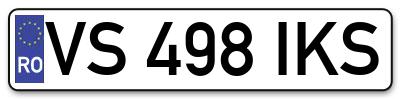 Placuta inmatriculare numar auto  VS-498-IKS, VS 498 IKS, VS498IKS