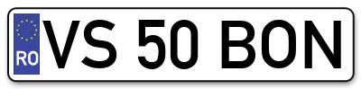 Placuta inmatriculare numar auto  VS-50-BON, VS 50 BON, VS50BON