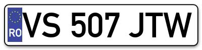 Placuta inmatriculare numar auto  VS-507-JTW, VS 507 JTW, VS507JTW