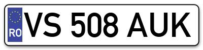 Placuta inmatriculare numar auto  VS-508-AUK, VS 508 AUK, VS508AUK