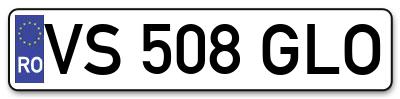 Placuta inmatriculare numar auto  VS-508-GLO, VS 508 GLO, VS508GLO