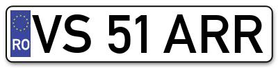 Placuta inmatriculare numar auto  VS-51-ARR, VS 51 ARR, VS51ARR