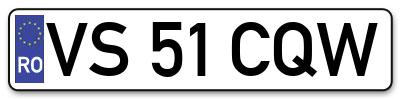 Placuta inmatriculare numar auto  VS-51-CQW, VS 51 CQW, VS51CQW