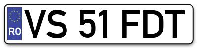 Placuta inmatriculare numar auto  VS-51-FDT, VS 51 FDT, VS51FDT