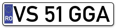 Placuta inmatriculare numar auto  VS-51-GGA, VS 51 GGA, VS51GGA
