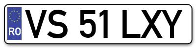 Placuta inmatriculare numar auto  VS-51-LXY, VS 51 LXY, VS51LXY