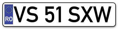 Placuta inmatriculare numar auto  VS-51-SXW, VS 51 SXW, VS51SXW