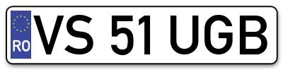 Placuta inmatriculare numar auto  VS-51-UGB, VS 51 UGB, VS51UGB