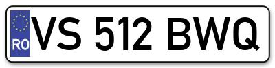 Placuta inmatriculare numar auto  VS-512-BWQ, VS 512 BWQ, VS512BWQ