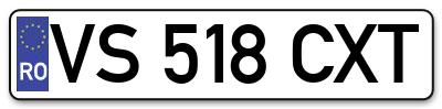 Placuta inmatriculare numar auto  VS-518-CXT, VS 518 CXT, VS518CXT