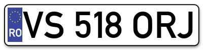 Placuta inmatriculare numar auto  VS-518-ORJ, VS 518 ORJ, VS518ORJ