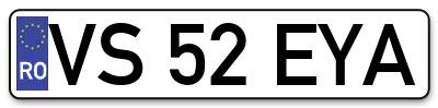 Placuta inmatriculare numar auto  VS-52-EYA, VS 52 EYA, VS52EYA