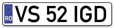 Placuta inmatriculare numar auto  VS-52-IGD, VS 52 IGD, VS52IGD