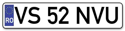 Placuta inmatriculare numar auto  VS-52-NVU, VS 52 NVU, VS52NVU