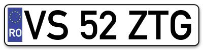 Placuta inmatriculare numar auto  VS-52-ZTG, VS 52 ZTG, VS52ZTG