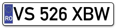 Placuta inmatriculare numar auto  VS-526-XBW, VS 526 XBW, VS526XBW