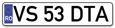 Placuta inmatriculare numar auto  VS-53-DTA, VS 53 DTA, VS53DTA