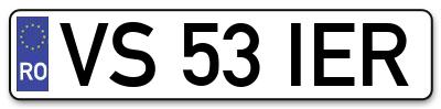 Placuta inmatriculare numar auto  VS-53-IER, VS 53 IER, VS53IER